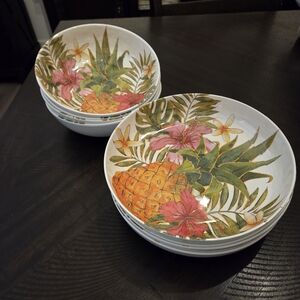 Tropical Floral Melamine Bowls 8 Count